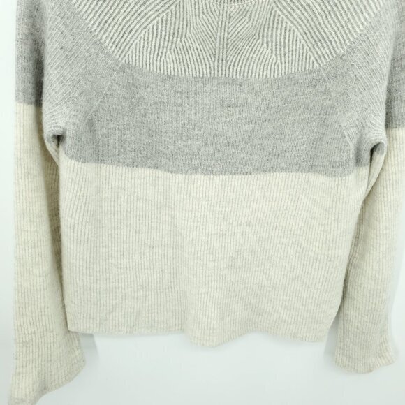 Vince Colorblock/Gradient Cream/Gray Ribbed Crew Sweater S Split Sides - Picture 7 of 14